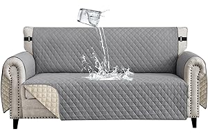 Lydevo Copridivano Impermeabile Copridivano 3 Posti con Braccioli per Animali Salvadivano Antigraffio Copridivano Trapuntato per Gatto Cani,Grigio chiaro