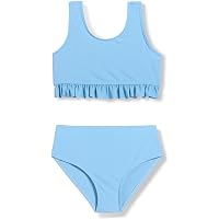 Maillot de Bain Enfant Fille 2 Pièces 7-13 Ans Amincissant Maillot de Bain Ado Fille Débardeur Brassière avec Short de Plage Taille Haute Sport Natation Piscine Vacances (Black, 7-8 Years