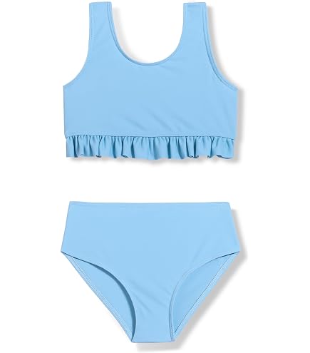 Générique Maillots de Bain 2 PCS Fille - Maillot de Bain Fille Ensemble de Bikini à Pois Haut de Bain Slip de Bain Ourlet en Fronce Tankini Sets Mignon Tenue de Plage pour 12 Months à 6 Ans
