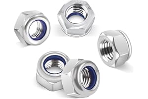 Jeboler M5 Nuts 50 Pcs, Nylock Nuts A2 V2A 304 Stainless Steel, Self Locking Nuts Din 985 with Nylon Inserts for Connecting and Fixing Various Components