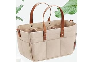 Goujfol Baby Windel Caddy Organizer, Wickeltasche Organizer, Tragbare Wickelorganiser Filz organizer mit Abnehmbarem Teiler für Auto, Schlafzimmer, Wickeltisch und Reisen (Braun)