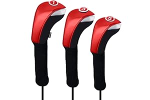 Andux 3pièces/Ensemble Couvre-Tête de Club de Golf en Bois PU Conducteur 460cc avec Long Cou