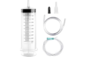 HXC Large Syringe, 300ml/350ml/500ml Reusable Liquid Syringe with Catheter Large Capacity Plastic Syringe for Laboratory, Industry, Garden, Pet Feeding (500 ML)