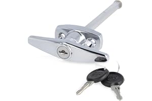 JUVA Maniglia per porta, 1 pezzo, maniglia girevole in acciaio con serratura a chiave, perno quadrato da 8 mm, 1800, cilindro a diverse serrature, in metallo cromato lucido, maniglia a croce