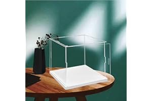 CEET Étui de protection en acrylique transparent facile à ouvrir avec base blanche, protection contre la poussière (10 x 10 x 10 cm/4 x 4 x 4")