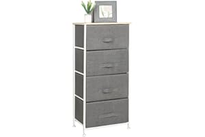 sogesfurniture Aufbewahrung Kommode Garderoben mit 4 Stoff-Schubladen, universale Schubladenbox Schubladenschrank Stoffschrank für Flur, Eingangsbereich, Schlafzimmer, 45x30x94cm, 103-GY-BH