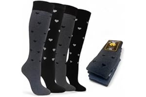 Lucchetti Socks Milano Calze Donna Lunghe in Caldo Cotone, a Fantasia Colorata, Morbide e Traspiranti, Perfette per Inverno, Uso Quotidiano o Regalo, Termiche, Confortevoli e Resistenti 4 Paia