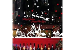 WandSticker4U®- XXL Adesivi finestre Natale VILLAGGIO INVERNALE & FIOCCHI di NEVE I Bianche adesivi natalizi per finestre riutilizzabili grandi I Decorazioni vetrofanie natalizie per finestre vetrine