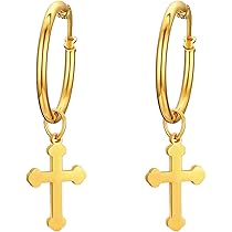 Flongo Kreuz Ohrstecker Edelstahl - Stylische Creolen Für Ihn & Sie