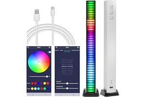 AURTEC RGB Music Rhythm Light,Voice Activated LED Light, RGB Sound Control Atmosphere Light,Upgraded 40 Bits Pick Up Light with App Control,for Gaming,Car,PC,TV,Party and More(One Piece,Silver)