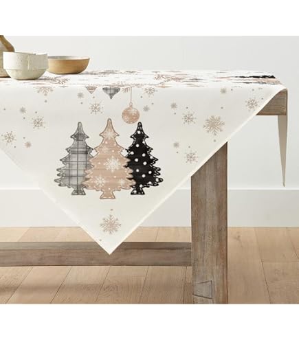 Raebel Tovaglia 85 X 85 Cm Ricamo Alce Alberi Stelle Di Neve Grigio