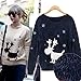 YQ25 2015 Autumn And Winter Fashion Women Wool sweater Cartoon Elk Bottoming sweate (M, BLUE)