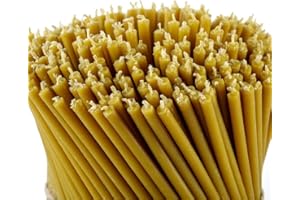 Danilovo Ritual Kerzen 100 % Bienenwachs (Gelb) - Orthodoxe Kerzen für Gebet Tischdeko Hochzeit - Ungiftig, Ruß - Tropffrei, Nachhaltige Produkte, N80, Höhe: 18,5 cm, Ø 6,1 mm (100 stück - 500 g)