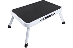 ROYALSWILL Sgabello pieghevole in acciaio, per roulotte, camper, pieghevole, antiscivolo, per roulotte, bagno, cucina, portata fino a 150 kg