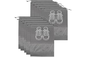 BBLY 10 Pcs Large Shoe Storage Bags, Dustproof Drawstring Shoes Bags with Transparent Slot, Portable Waterproof Packing Organizers for Daily and Travel Use