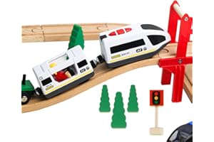 EVERGD Battery Powered Magnetic motorized toy train Set, Locomotive Train Toy for Toddlers Compatible with Most Major Brand Railway Tracks (White)