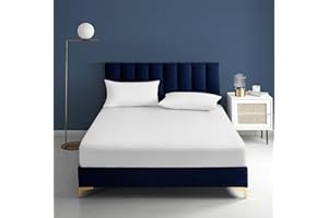 RUN HELIX 150x200 cm King Size Fitted Sheet - Deep Pocket 16 inch (40cm) Soft Microfibre Fabric Deep King Fitted Sheets Elasticated Sheet Anti-Fade and Anti-Shrinkage (White)