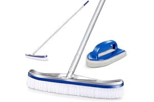 MASTERTOP 46CM Brosse Paroi Piscine avec Manche 153CM en Aluminium Balai Piscine pour Nettoyage du Mur, Fond, Angle et Ligne d'eau de Spa, Bassin