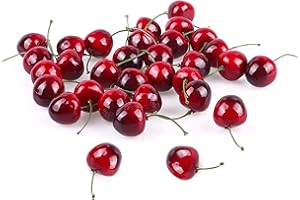 DFSUCCES Fake Cherry,25 Pcs Artificial Cherries,Artificial Fruits Model Fruit, Fake Red Cherries,Artificial Lifelike Simulation Small Red Black Cherries,for Home House Kitchen Party Decoration(Red Black)