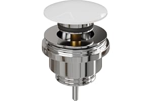 LEMONBATH - Válvula Click-Clack Universal para Desague Lavabo, Fregadero, Bidet y Bañera - Baño e Inodoro - Válvula con Tapon Lavabo - Duradero, Fácil de Limpiar, Montaje Fácil, Blanco Brillo
