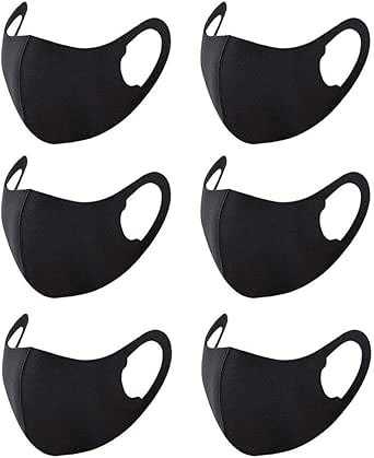 6 Pack Face Masks, ACMETOP Anti Dust Mask, Unisex Carbon Fiber, Mouth Mask, Reusable &amp; Washable Masks for Running, Cycling, Skiing Motorbikes, Outdoor Activities(Black)