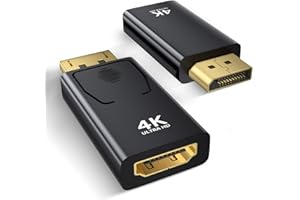 Amicably Adaptador DisplayPort a HDMI de 2 Piezas, 4K@30Hz/2K@60Hz/1080P@120Hz Adaptador HDMI a DisplayPort Compatible con Ordenadores Portátiles, Proyectores, Monitores, Televisores, AMD, GPU