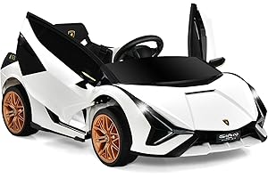 GOPLUS Kinder Elektroauto Lamborghini, Kinderauto mit Fernbedienung, Kinderfahrzeug, Bluetooth USB, mit Hupe & Musik, 3-5 km/h, Vorwärts & Rückwärts Möglich, für Kinder von 3-8 Jahre (Weiß)