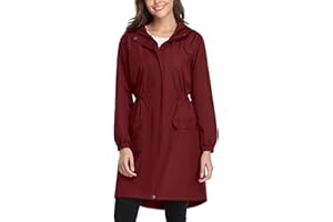 Gyabnw Chaqueta Mujer Impermeable Larga Abrigo Impermeable Ligero con Cremallera Cordón Abrigo de Cortavientos Deportivo Chubasquero con Capucha de Viento Lluvia Secado Rápido
