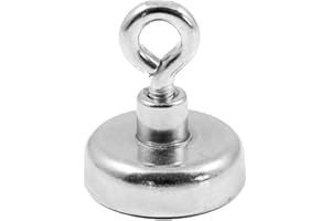 Magnetastico® | 1 pièce Aimant avec œillet en néodyme N35 de 25 mm Ø | Force d’Attraction de 22.0 kg | 1 pièce Aimant en néodyme avec Base et oeillet, très Puissant et galvanisé