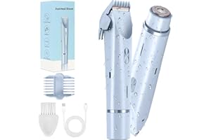 DAILIENFUS Silky Glow 2 in 1 Elektrischer Damenrasierer - Dual Head Bikini Trimmer! Wet & Dry Use, ideal für Bad und Reise. Perfekt für Gesicht, Beine & Bikinizone! (Hellblau)