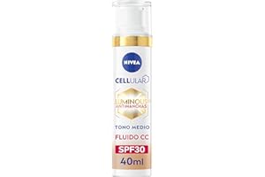 NIVEA Cellular Luminous630 - Fluido CC Antimanchas SPF30 3-en-1 - CC Cream Triple Acción - Cubre y Reduce las Manchas - Protector Solar Facial con Color - Todo Tipo de Piel - Tono Medio - 40 ml
