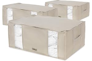 Compactor - Lot de 3 housses de rangement sous vide - Taille XXL très grande capacité - Beige - Compression couettes oreillers vêtements - Rangement armoire