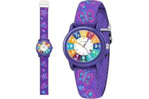 Timever Orologio per Bambino,Orologio Analogico al Quarzo per Ragazzi e Ragazze con Cinturini in Tessuto Elastico e Farfalle/Dinosauri/Fiori,Regalo per Bambini dai 3 ai 12 Anni