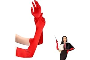 Luoqun88 Long Elbow Satin Gloves, Long Satin Gloves Evening Gloves for Women Girls, Fancy Dress Gloves Opera Elbow Length Gloves, 20.9in White Gloves for Wedding Prom Party Dance Costume Accessories