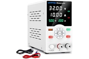 WANPTEK POWER Alimentation Laboratoire 30V 10A, Alimentation Variable avec Bouton Ajustable, Alimentation Stabilisée avec Protection OCP/Bouton de Sortie/Charge Rapide USB 18W / Mode Silencieux