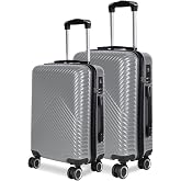 MERCURY TEXTIL - Set of 2 Travel Suitcases (Grey) | Cabin and Medium, Hard, Lightweight and Sturdy ABS Suitcases 4 Double Whe