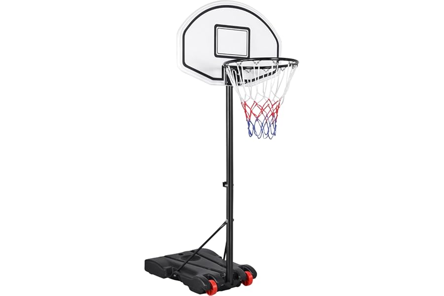 Yaheetech Portable Basketball Hoop System Adjustable Height 1.59-2.14M on Wheels