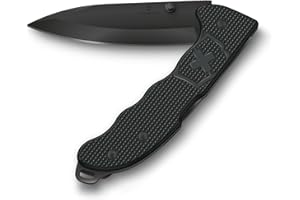 Victorinox Navaja suiza de bolsillo Hunter Evoke Alox, navaja plegable outdoor, 4 funciones, incl. hoja de 10 cm y perno de pulgar extraíble, negro