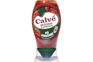 Calvé Ketchup Più Pomodoro, Formato 250 ml Top Down, Ketchup con +13% di Concentrato di Pomodoro per un Gusto Intenso, Naturale e Autentico, Pensato per Burger, Patatine e Piatti Quotidiani