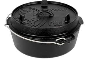 Petromax Faitout ft6 - Faitout hollandais en fonte pour cuisine et pâtisserie - Avec couvercle, anse et fond plat - Plats pour 4 à 8 personnes - 5,5 l
