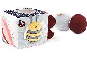 Just Bee Kids Soft Activity Cube | Baby Toys with 2 Soft Rattle Balls, Teething Ring & Fun 3D Elements | Motor Skills & Sensory Toys for Newborns