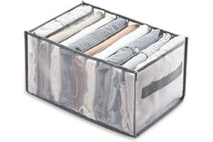 CQQNIU 1 Pack Closet Drawer Organisers, 9 Grids Jeans Storage Box with Compartments, Foldable Drawer Divider for Baby Clothes, Leggings, T-shirt, Jeans