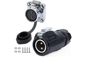 CNLINKO LP-20 Connecteur imperméable IP68 Connecteur circulaire industriel Connecteur anti-interférence Connecteur aviation Connecteur à dégagement rapide M20 2-12 Broches Prise à bride (2 Broches)