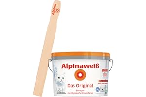 Alpinaweiß Das Original – optimal deckende und ergiebige weiße Wandfarbe – mit Spritz-Schutz-Formel – mit Rührholz (1 Liter)