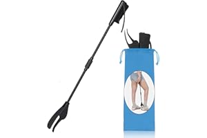 WEFANER Calzascarpe in lungo con tombo, 72 cm, manico extra lungo per uomini, donne, bambini, anziani, in alluminio, molto stabile con fori per appendere, (nero)