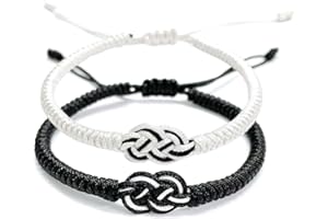 MHDUYEG 2 Pièces Bracelet Couple, Bracelet en Commun Couple Bracelet Amoureux Noir et Blanc Réglable, Cadeau CoupleBracelet Couple Amoureux pour Petit Ami Petite Amie Maris Saint-Valentin