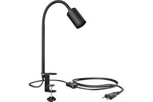 ledscom.de Klamplampa, svanhals LELE, strömbrytare, svart matt, 1x E27 max. 60W