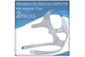2er-Pack Kopfband kompatibel mit Airfit F20 mit 4 magnetischen Clips, Ersatz-Kopfband für F20, CPAP-Zubehör von BlessEase, Größe Large