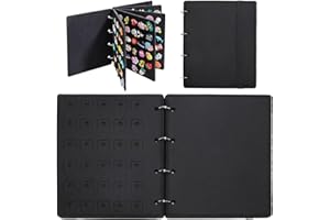 VPOUERY Pagine di visualizzazione di spille smaltate in feltro con 8 pagine di protezione e raccoglitori ad anelli rimovibili 26x21cm nero Collezione di spille per l'esposizione di spille