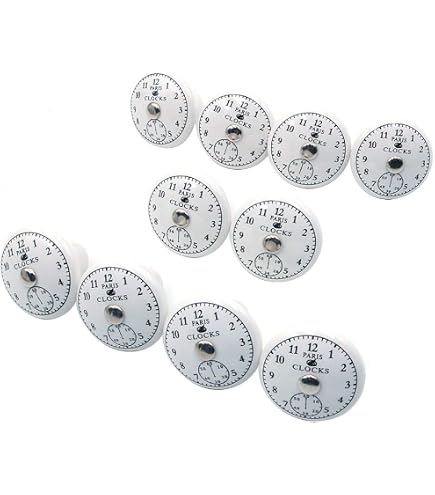 Design In Focus Paris Clocks Ceramic Cabinet Knob - Timepiece Porcelain Handle, Multi-Colored, UK Made